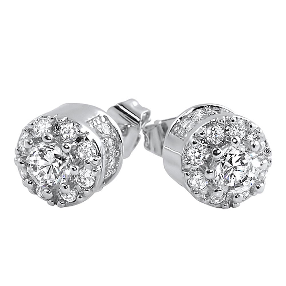 3D Cluster VVS Moissanite Earrings .925 Sterling Silver HipHopBling