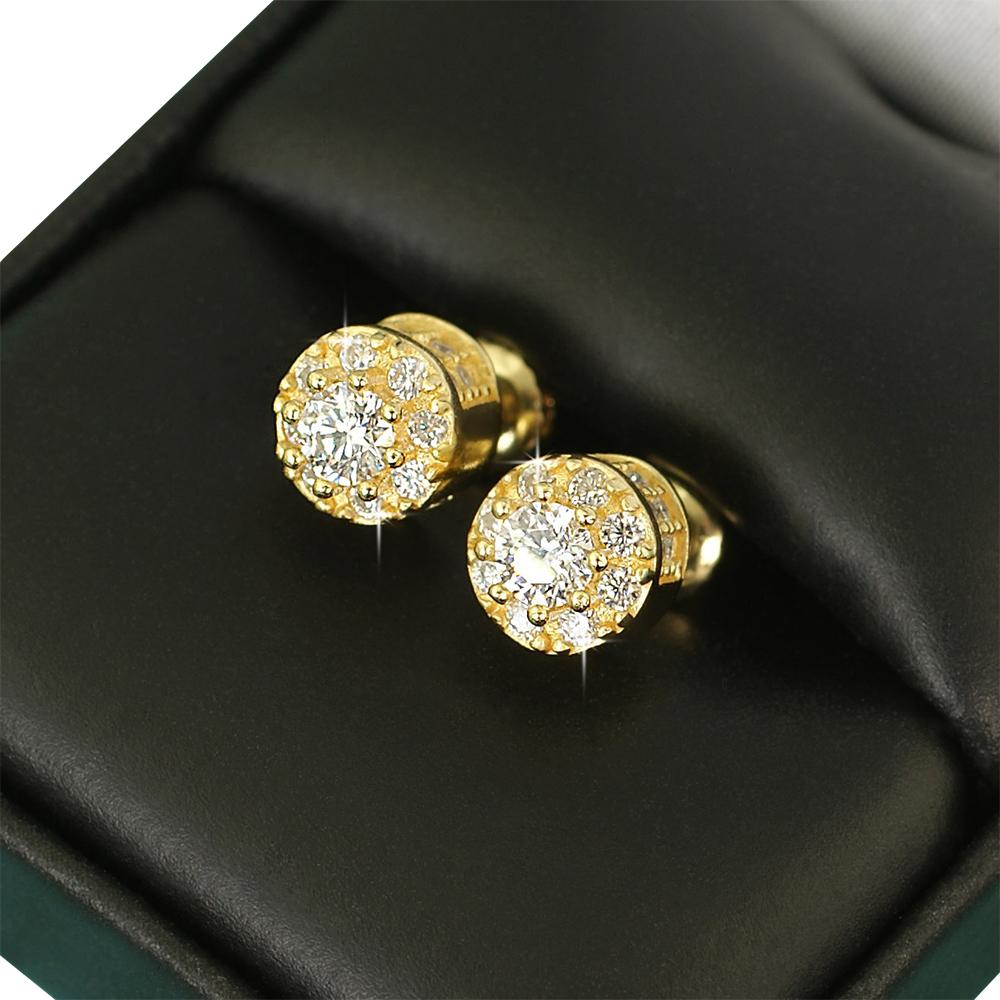 3D Cluster VVS Moissanite Earrings .925 Sterling Silver White Gold HipHopBling