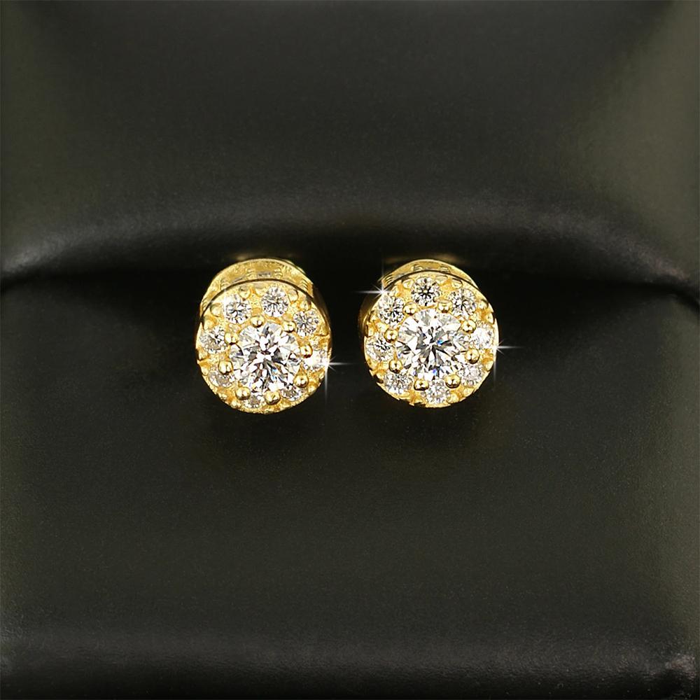3D Cluster VVS Moissanite Earrings .925 Sterling Silver White Gold HipHopBling