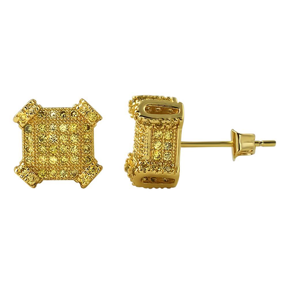 3D Edgy Box Lemonade CZ Bling Bling Earrings HipHopBling