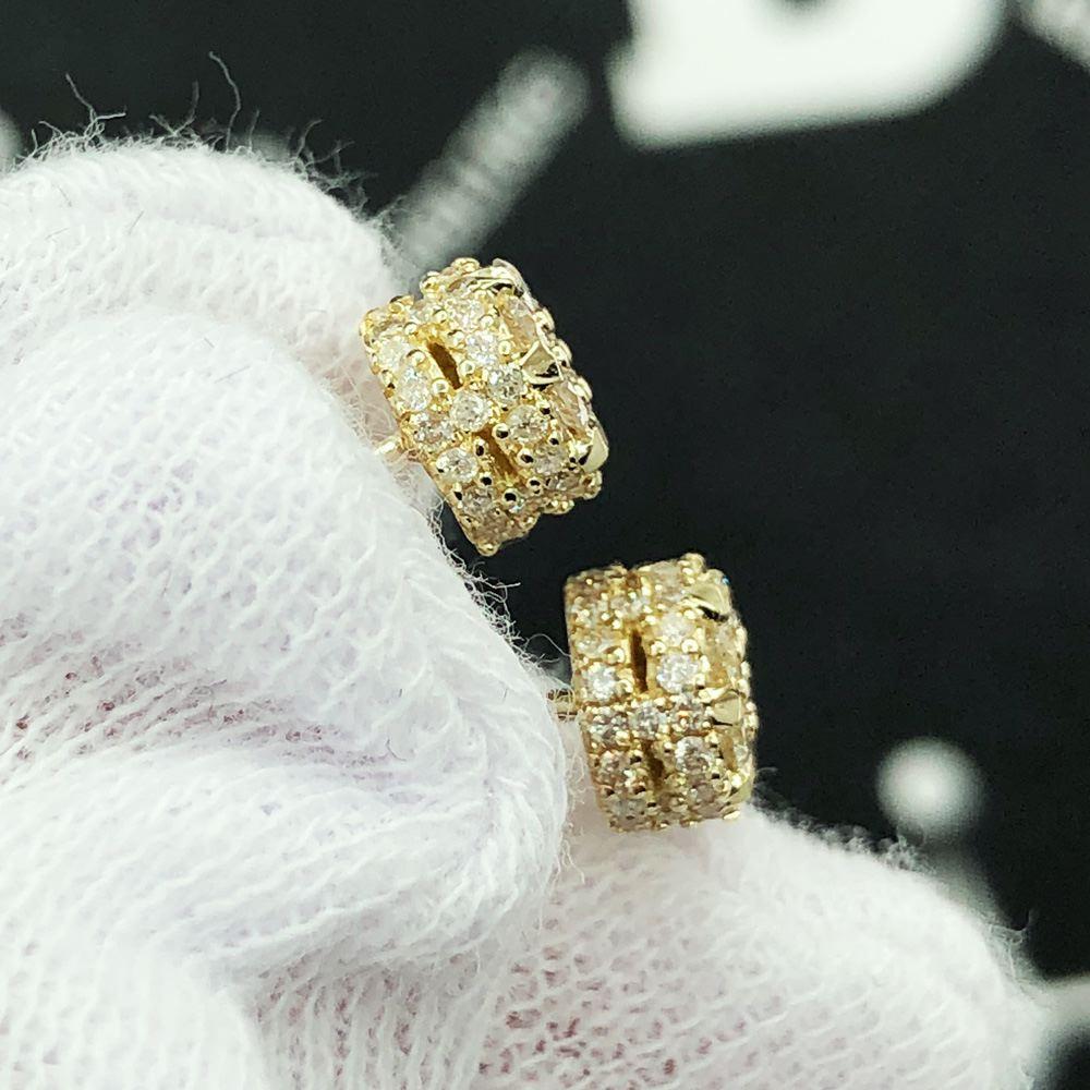 3D Flower Cluster Diamond Earrings 1.49cttw 10K Yellow Gold HipHopBling