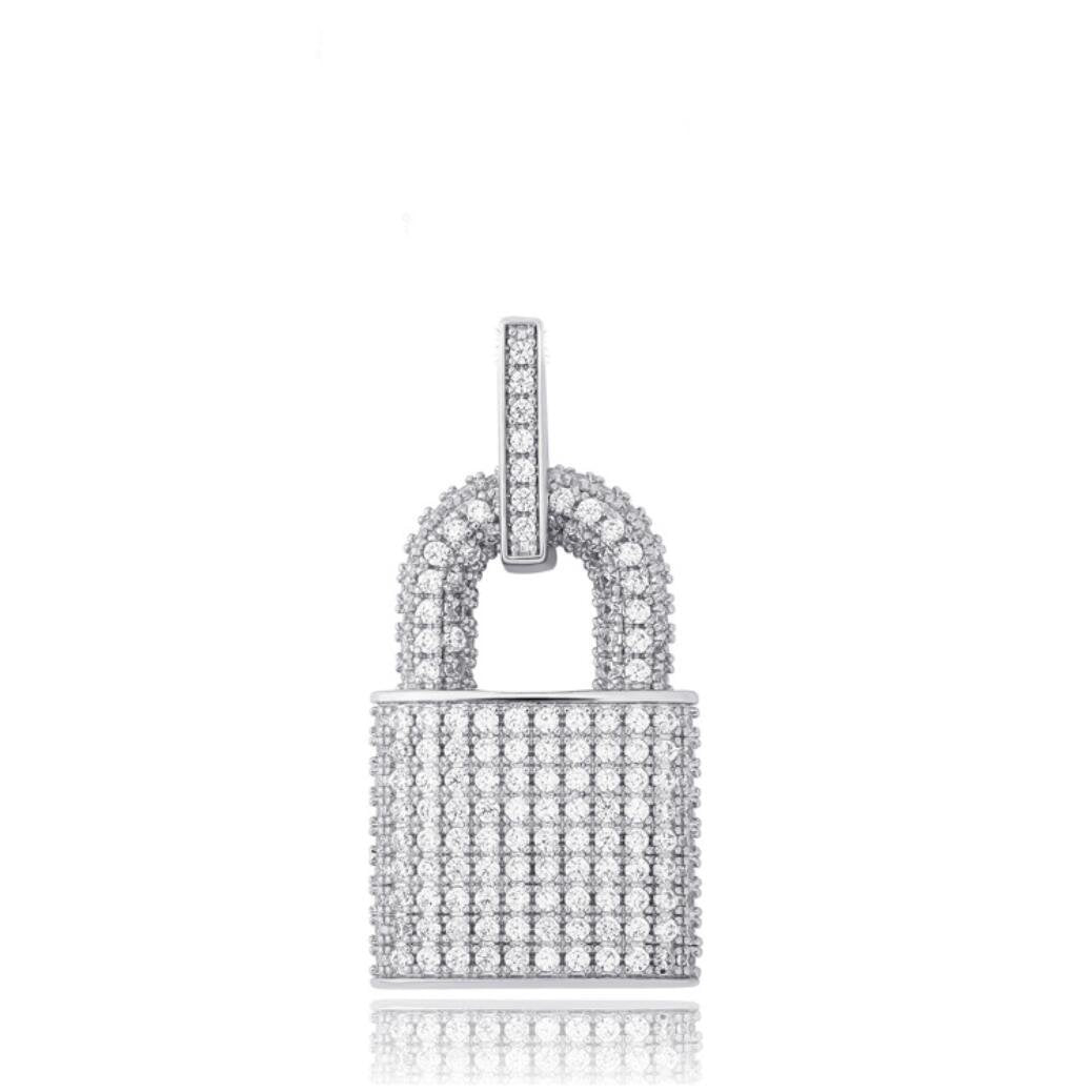 3D Padlock Iced Out Hip Hop Pendant Yellow Gold HipHopBling