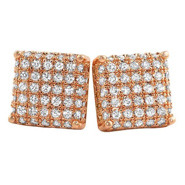 3D Square CZ Bling Bling Earrings White Gold HipHopBling