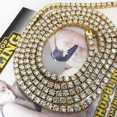 3MM 1 Row Gold CZ Tennis Chain Bling HipHopBling