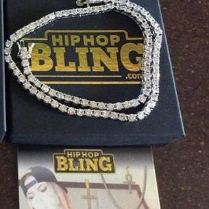 3MM 1 Row Rhodium CZ Tennis Chain 16" HipHopBling