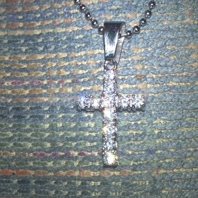 3MM CZ Tennis Cross Bling Bling Stainless Steel Pendant Only HipHopBling