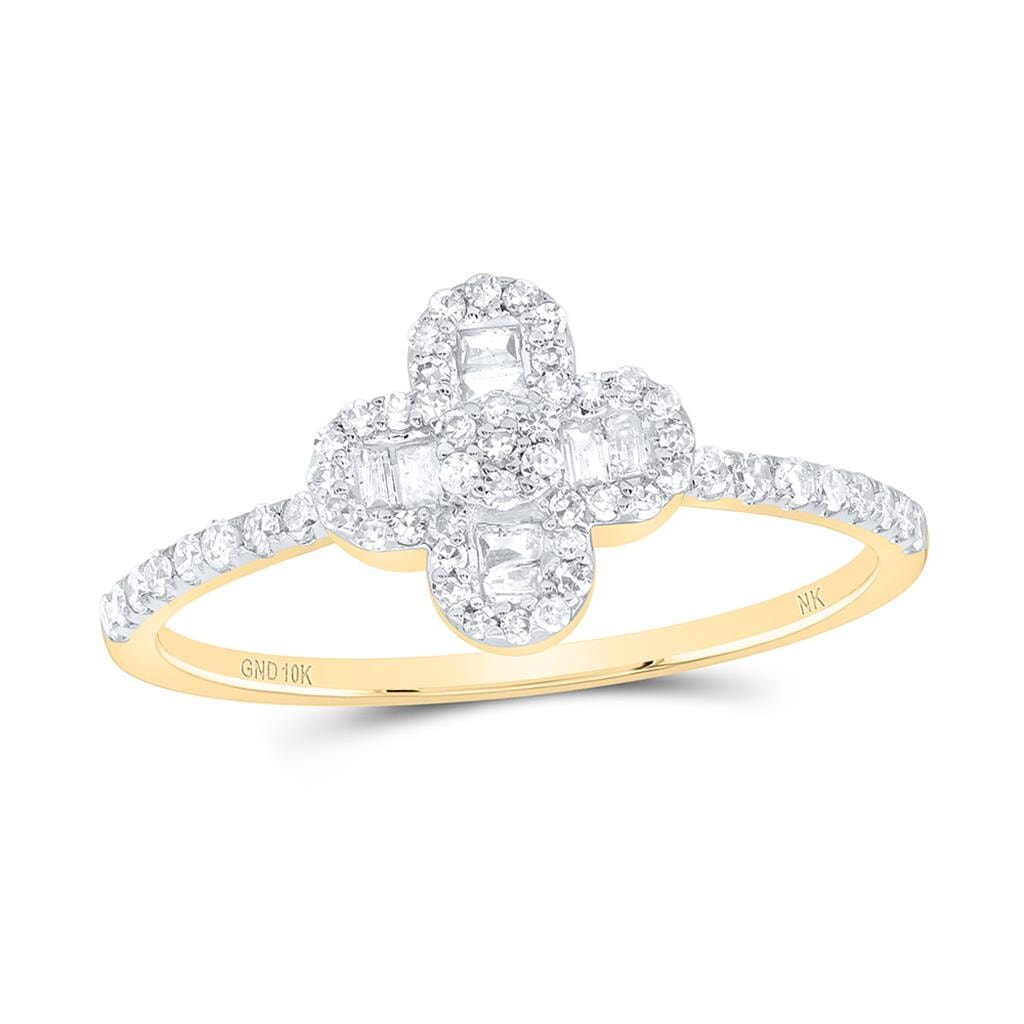 4 Leaf Clover Baguette Diamond Ring .33cttw 10K Gold 10K Yellow Gold HipHopBling