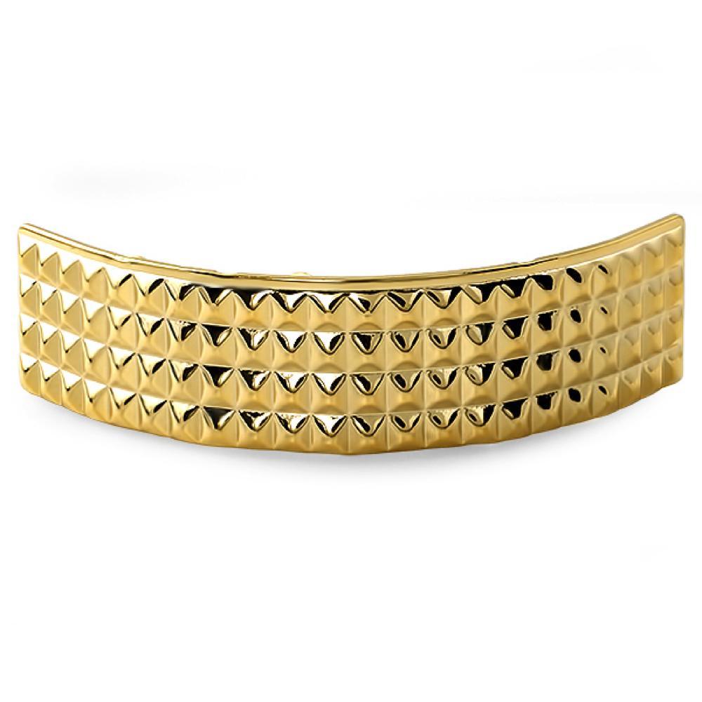 4 Row Pyramids Teeth Gold Grillz HipHopBling