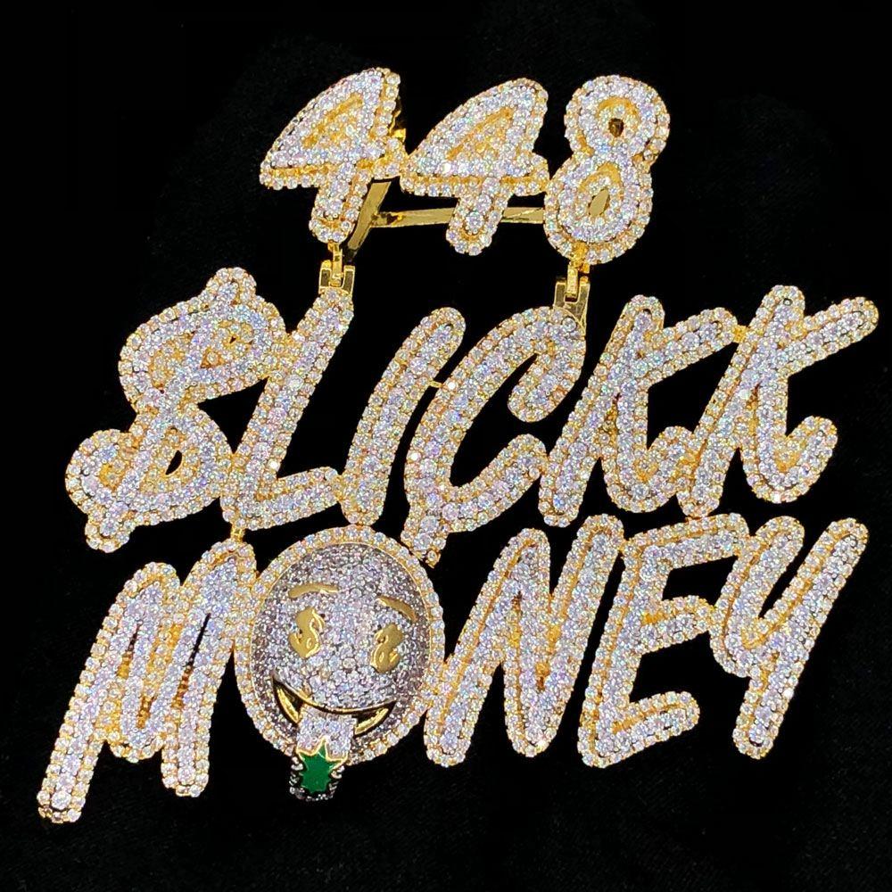 448 Slickk Money VVS CZ Hip Hop Bling Bling Pendant Yellow Gold HipHopBling