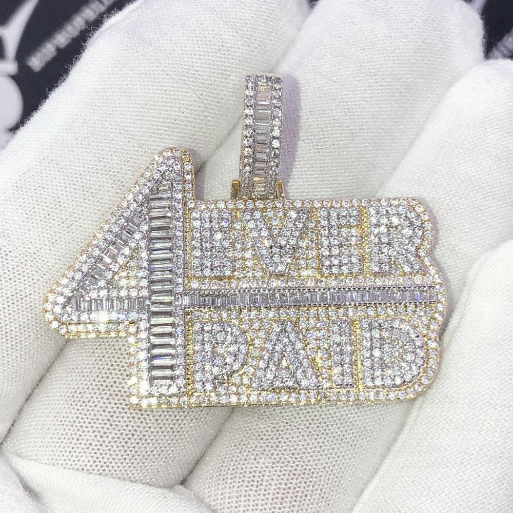 4ever Paid Medium Baguette Bling CZ Iced Out Pendant Yellow Gold HipHopBling