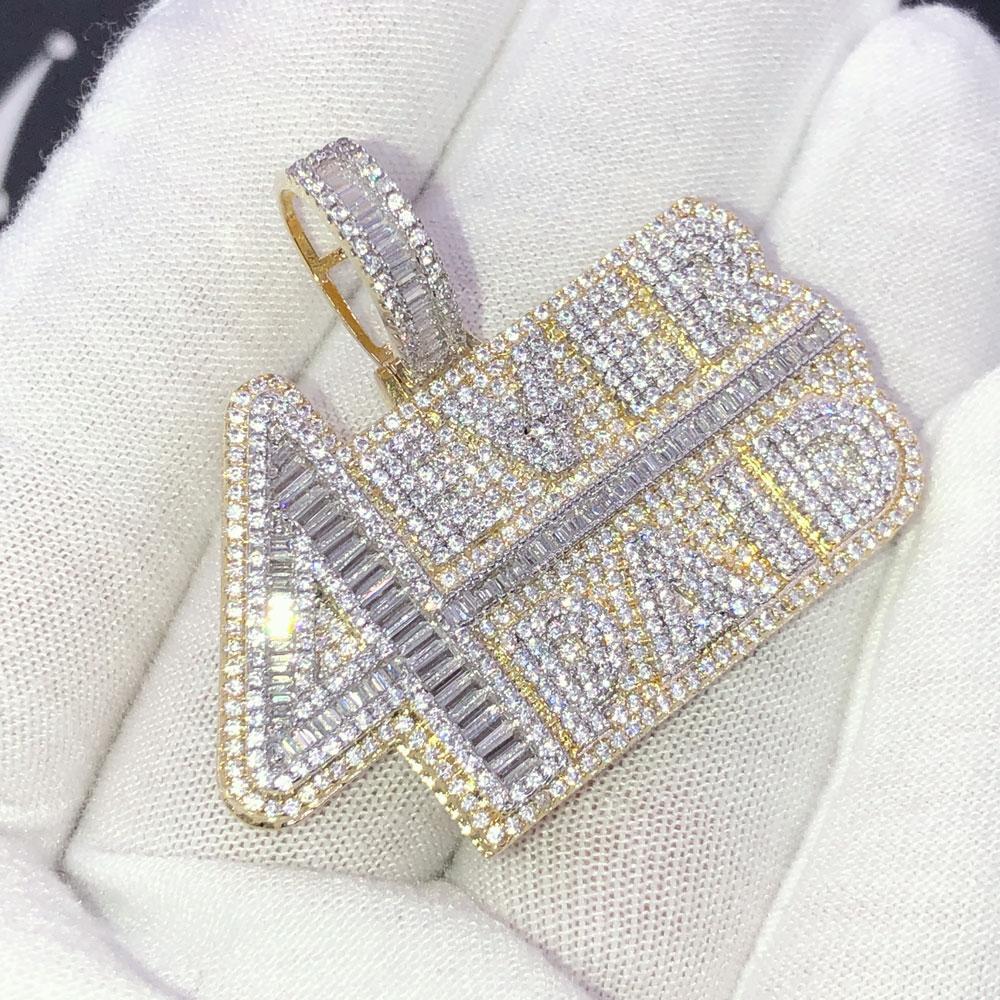 4ever Paid Medium Baguette Bling CZ Iced Out Pendant Yellow Gold HipHopBling