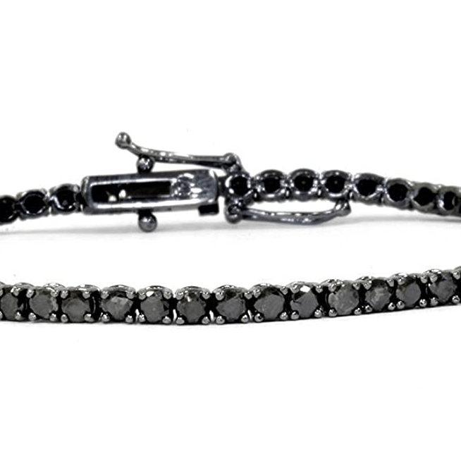 4MM CZ 1 Row Bling Bling Tennis Bracelet Black 7" HipHopBling