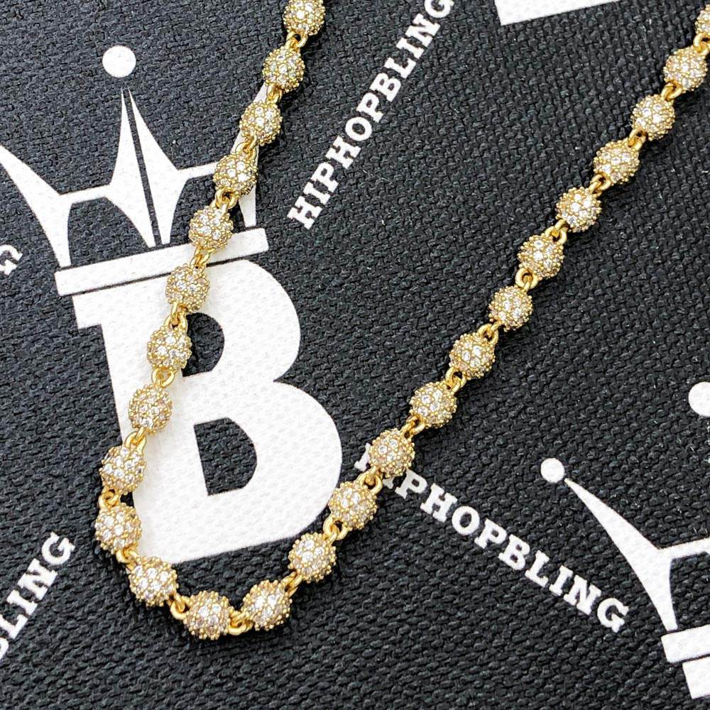 4MM Dog Tag Link CZ Hip Hop Iced Out Chain Yellow Gold 18" HipHopBling