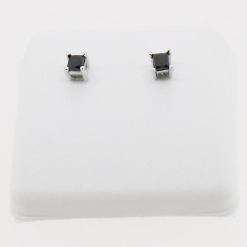 .50cttw Black Diamond Princess Cut Stud Earrings 10K White Gold HipHopBling