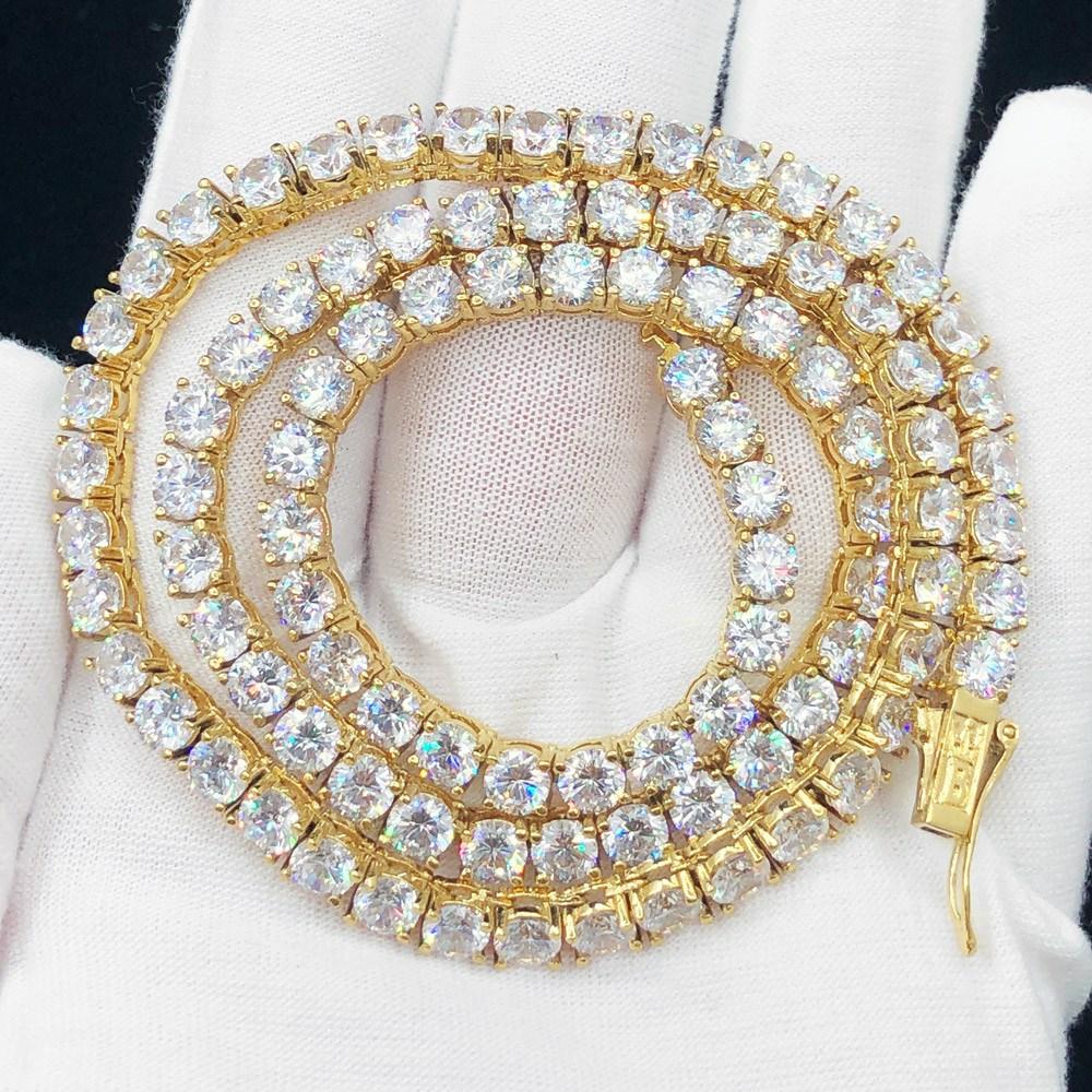 5MM Hip Hop Bling VVS Iced Out Tennis Chain Yellow Gold 16" HipHopBling