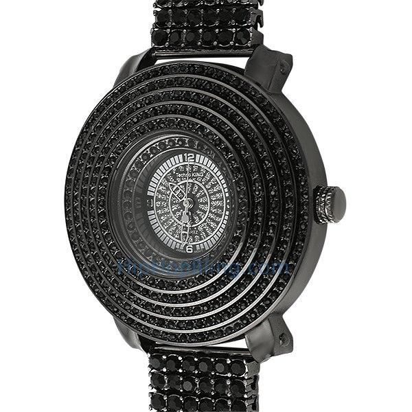 6 Row Cone Black Bling Bling Watch 6 Row Band 7" HipHopBling