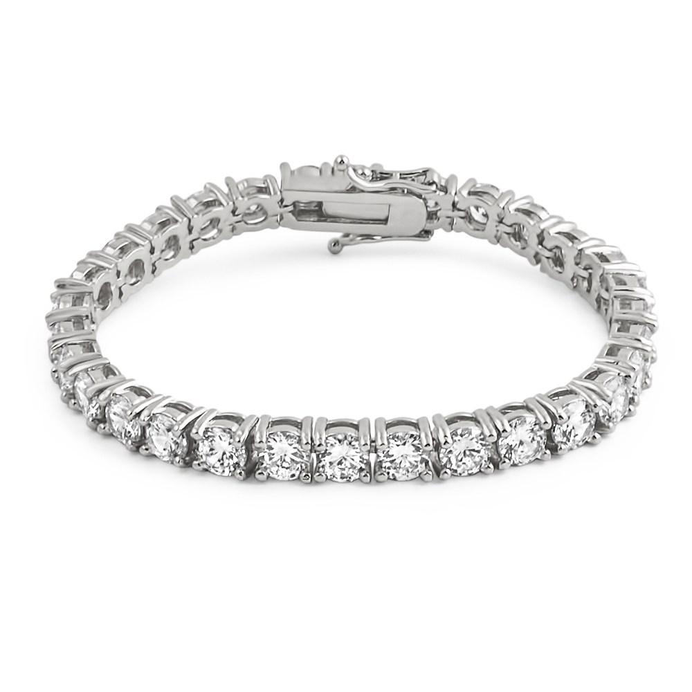 6MM CZ 1 Row Bling Bling Tennis Bracelet Rhodium 8" HipHopBling