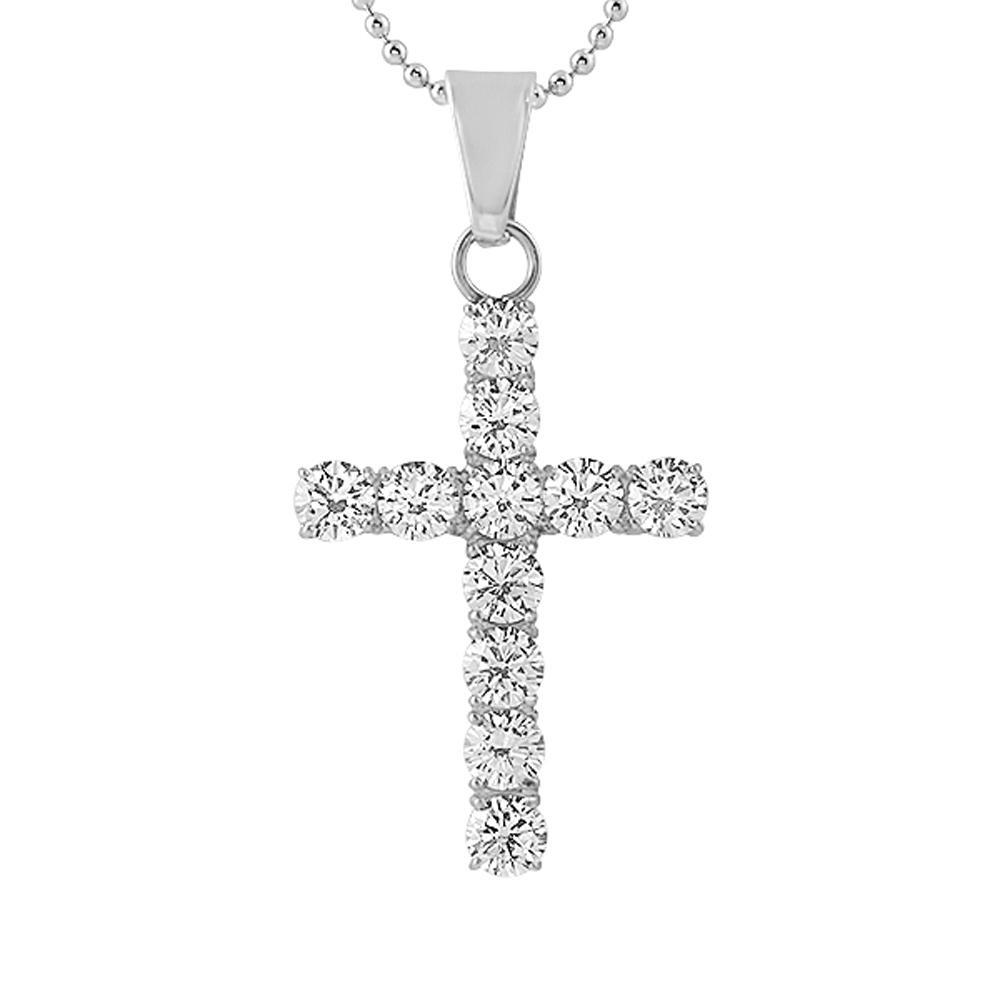6MM CZ Bling Bling Cross Stainless Steel Pendant Only HipHopBling