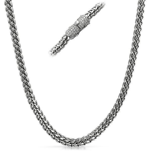 6MM CZ Diamond Clasp Chain Stainless Steel (24 Inches) HipHopBling