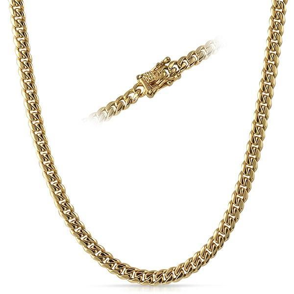 6MM Miami Cuban Chain IP Gold Steel Triple Lock 18" HipHopBling