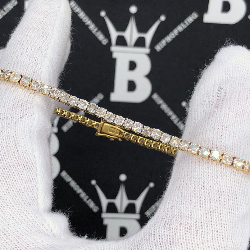 7.50 Carat Diamond Tennis Bracelet 10K Yellow Gold HipHopBling