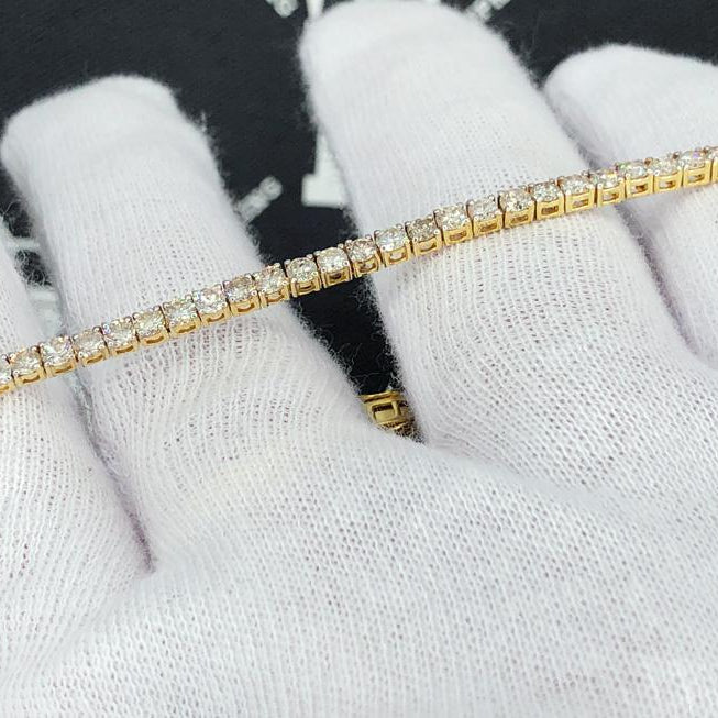 7.50 Carat Diamond Tennis Bracelet 10K Yellow Gold HipHopBling