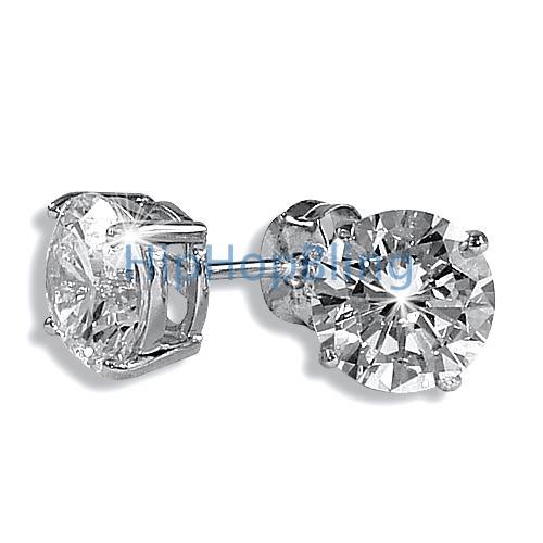 8mm Round Signity CZ Diamond Solitaire Earrings HipHopBling