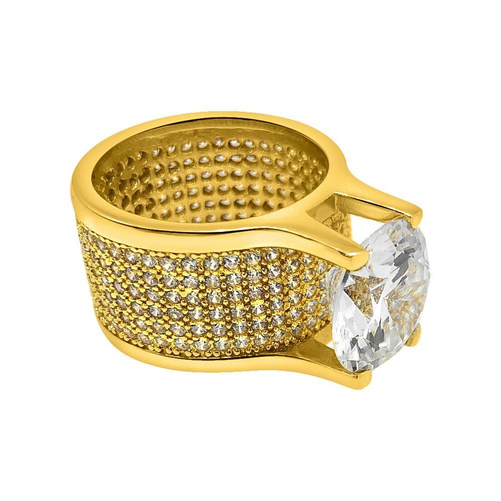 .925 Silver 20ct Solitaire Eternity Band Gold CZ Ring 7 HipHopBling