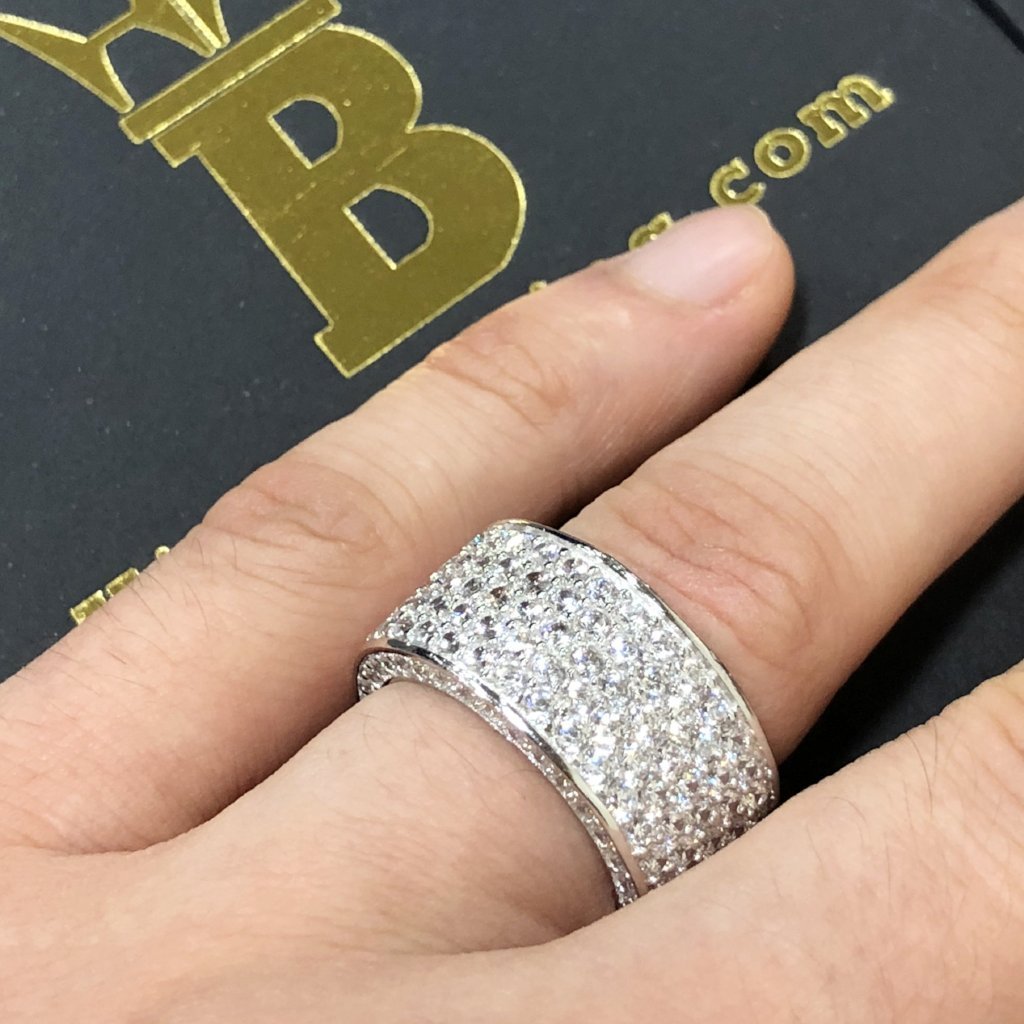 .925 Silver 360 Thick Eternity Band CZ Ring in Rhodium 7 HipHopBling