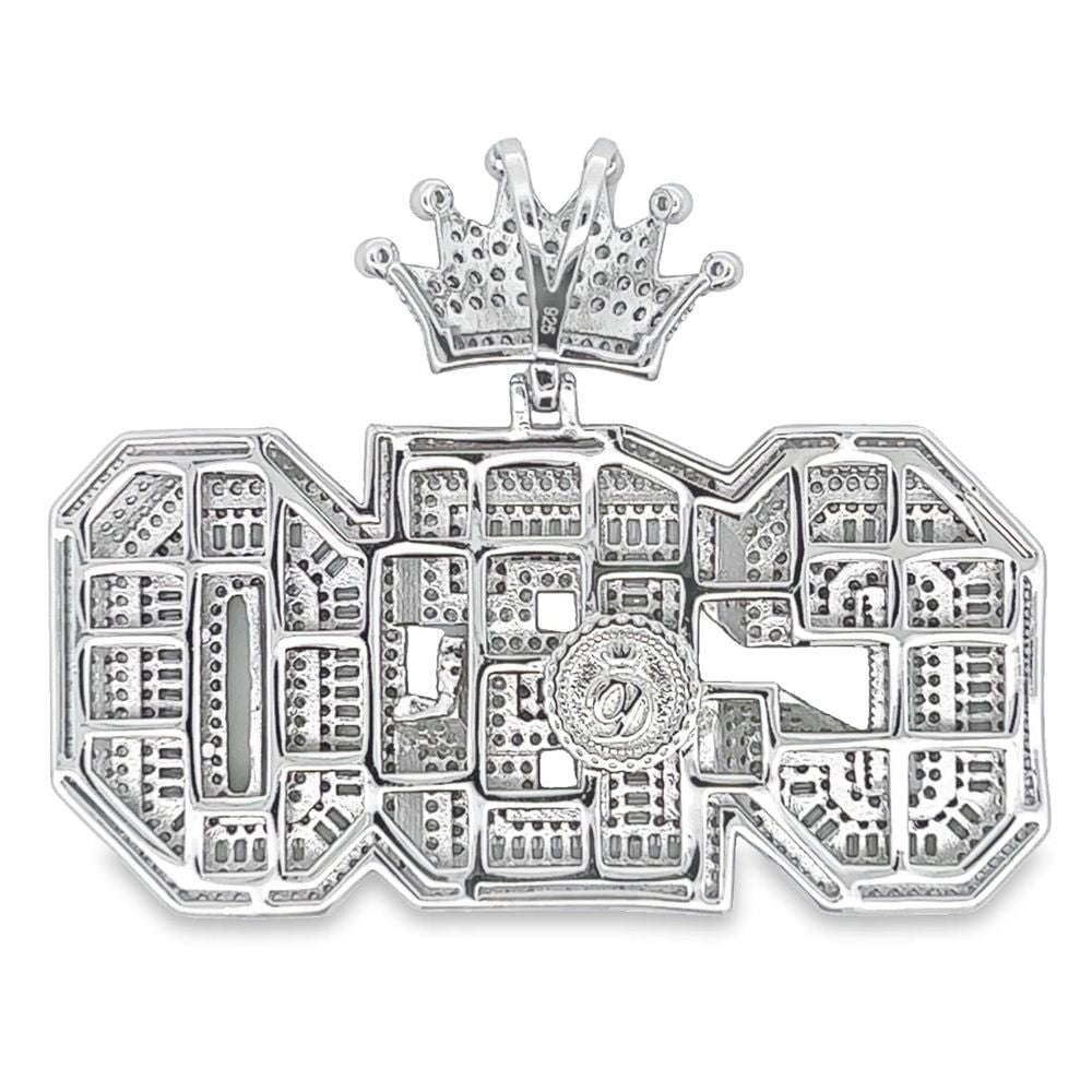 .925 Silver 3D CEO Layered Baguette CZ Iced Out Pendant White Gold HipHopBling