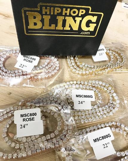 .925 Silver 4MM CZ Bling Tennis Chain Gold HipHopBling