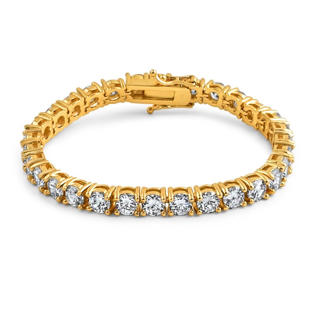 .925 Silver 6MM CZ 1 Row Bling Tennis Bracelet Yellow Gold 8" HipHopBling