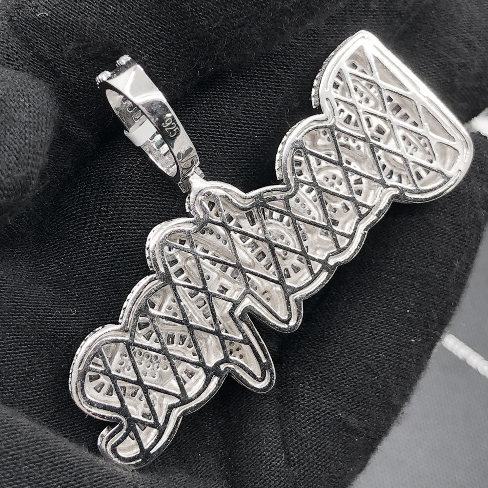 .925 Silver BadAzz Baguette VVS CZ Iced Out Pendant White Gold HipHopBling