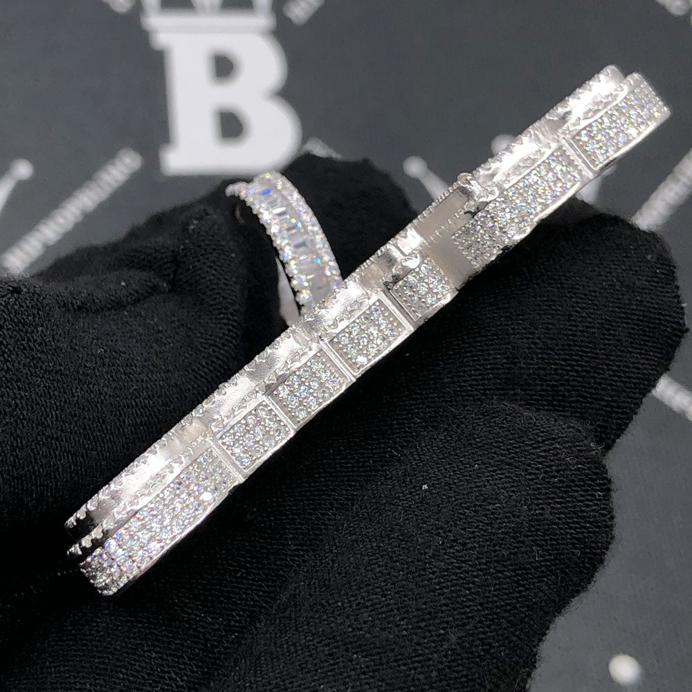 .925 Silver BadAzz Baguette VVS CZ Iced Out Pendant White Gold HipHopBling