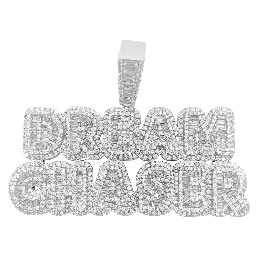.925 Silver Baguette DREAM CHASER VVS CZ Iced Out Pendant HipHopBling
