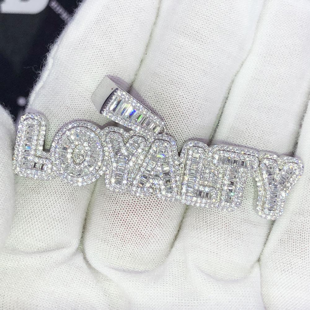 .925 Silver Baguette LOYALTY VVS CZ Iced Out Pendant Yellow Gold HipHopBling