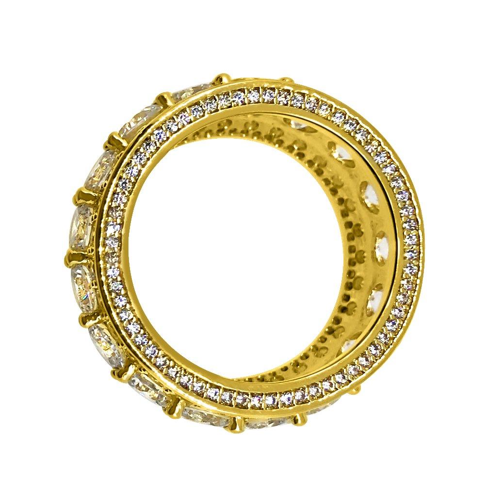 .925 Silver Bling Bling Royal 360 Eternity Band Gold CZ Ring HipHopBling
