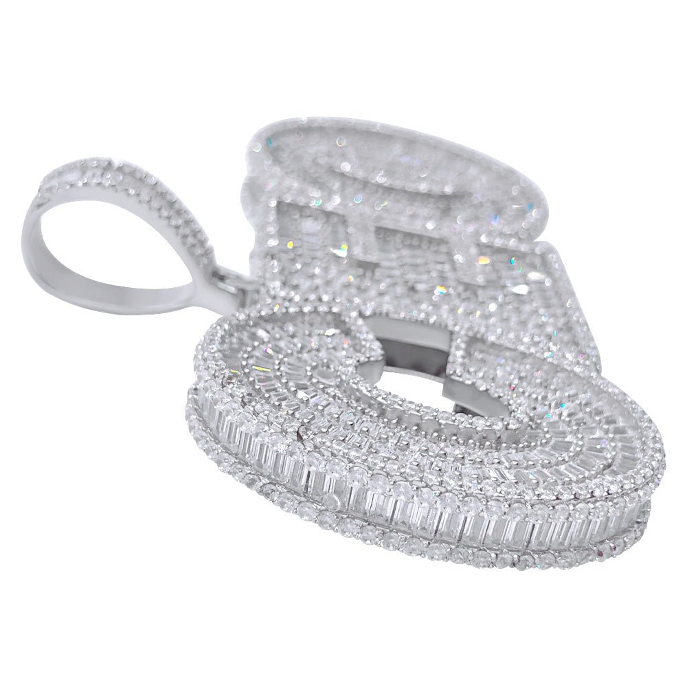 .925 Silver CEO 3D Baguette VVS CZ Iced Out Pendant White Gold HipHopBling