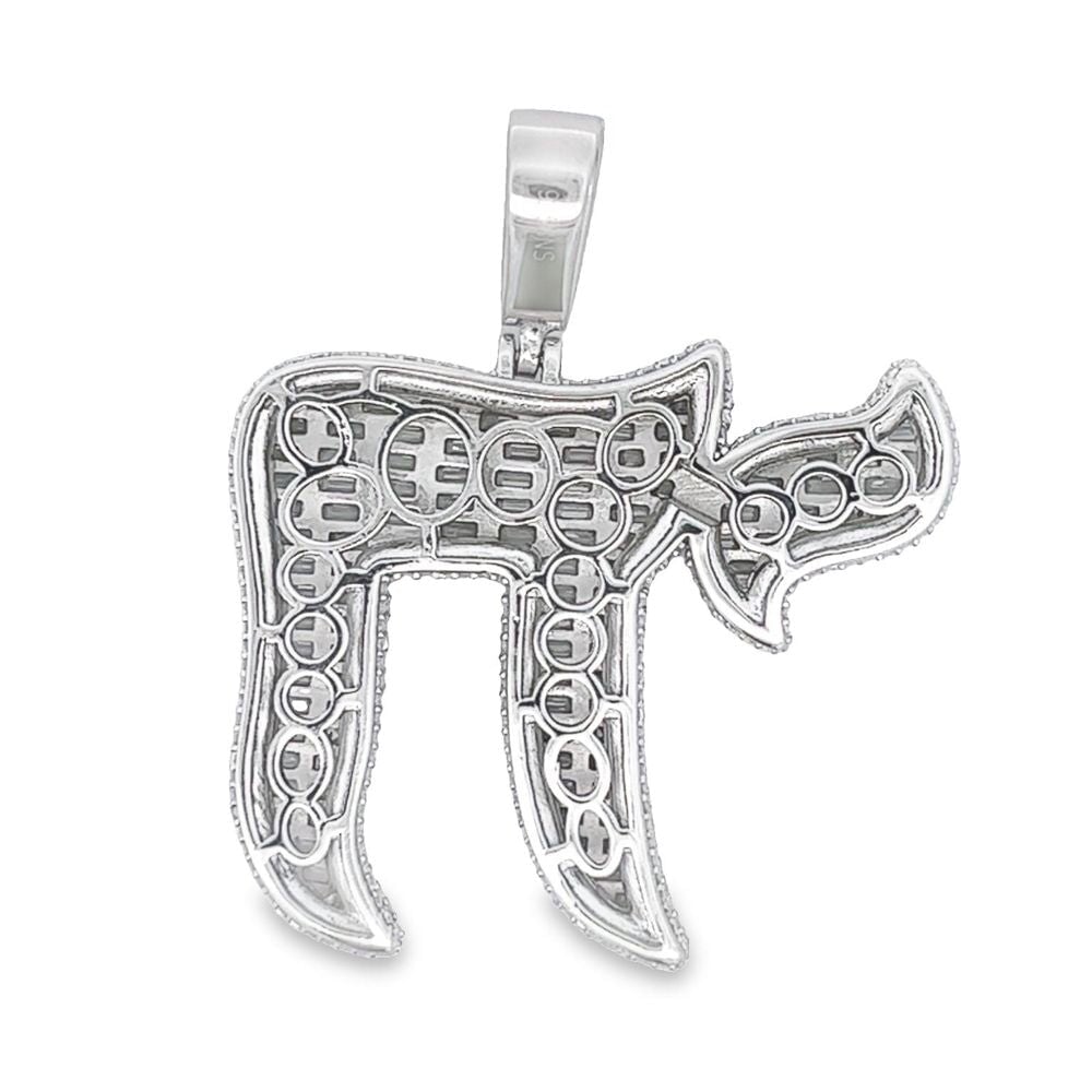 .925 Silver Chai Baguette CZ Iced Out Pendant HipHopBling