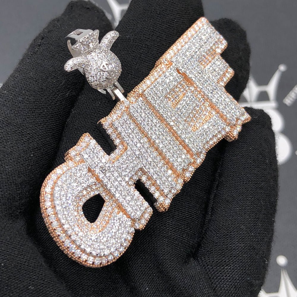 .925 Silver CHIEF VVS CZ Iced Out Pendant White Gold HipHopBling