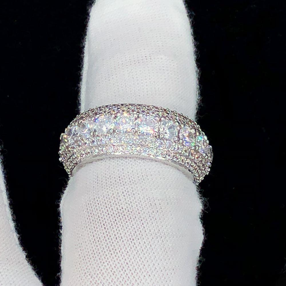.925 Silver Eternity Layer White Eternity VVS Iced Out Ring 7 HipHopBling