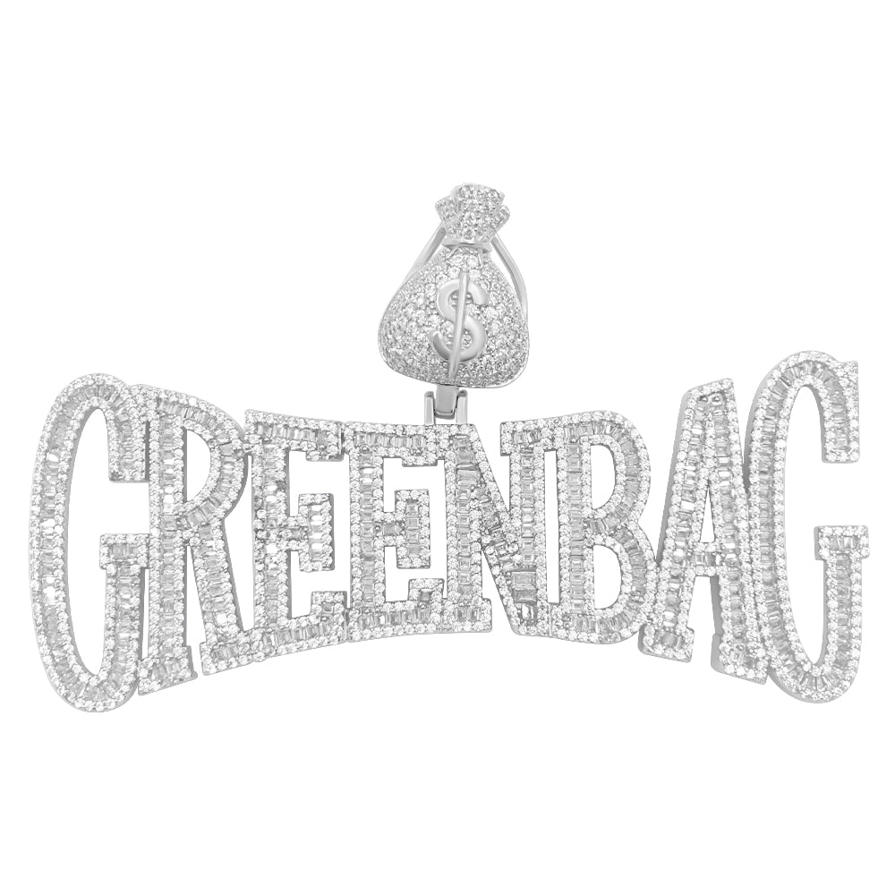 .925 Silver GREENBAG CZ Iced Out Pendant HipHopBling