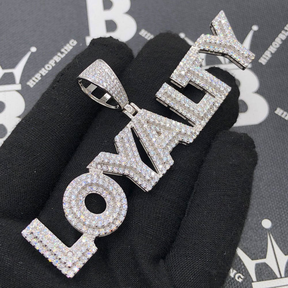 .925 Silver LOYALTY Layer VVS CZ Iced Out Pendant White Gold HipHopBling
