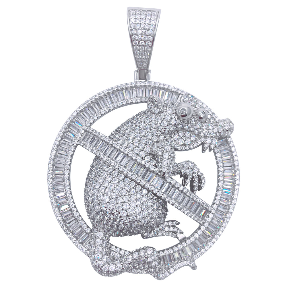 .925 Silver No Rats VVS CZ Iced Out Pendant HipHopBling