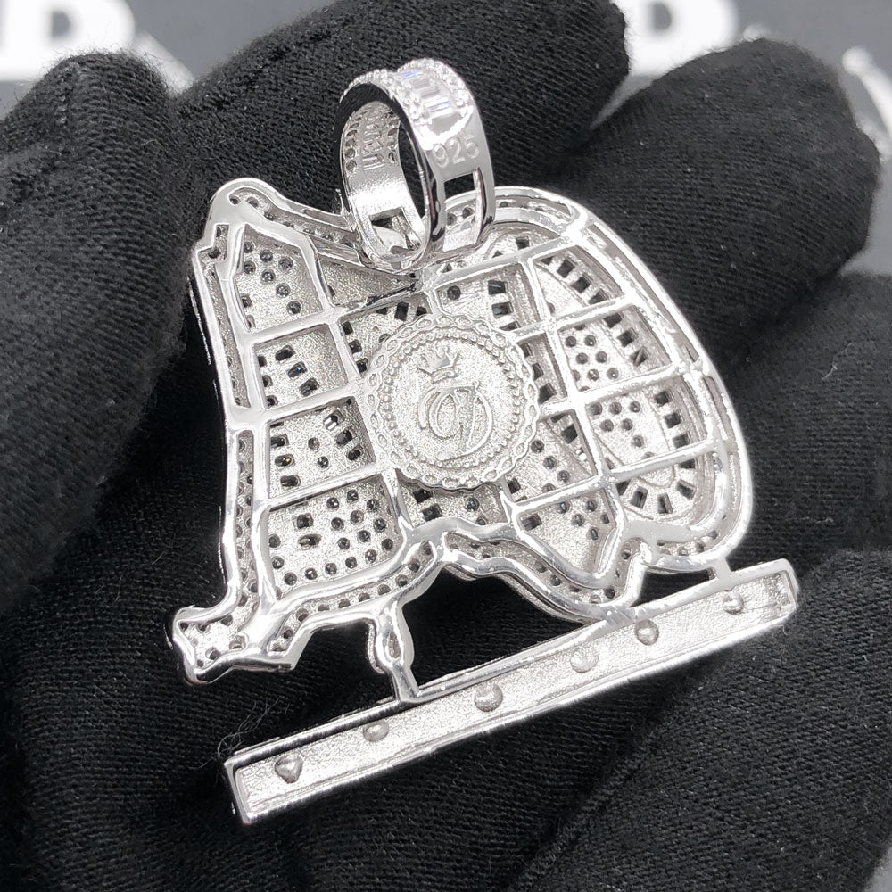 .925 Silver OTM Out The Mud Baguette VVS CZ Iced Out Pendant White Gold HipHopBling