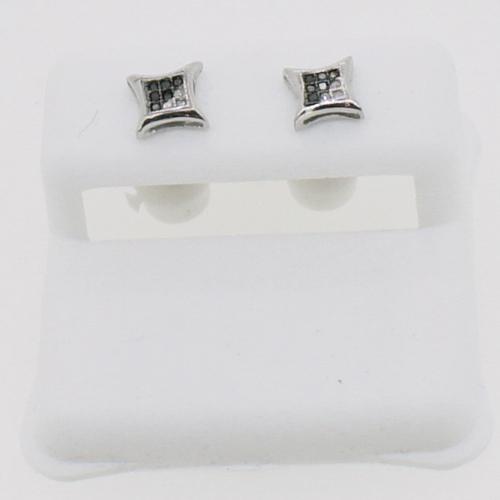 .925 Silver Real Diamond Earrings Kite Diagonal Black & White HipHopBling