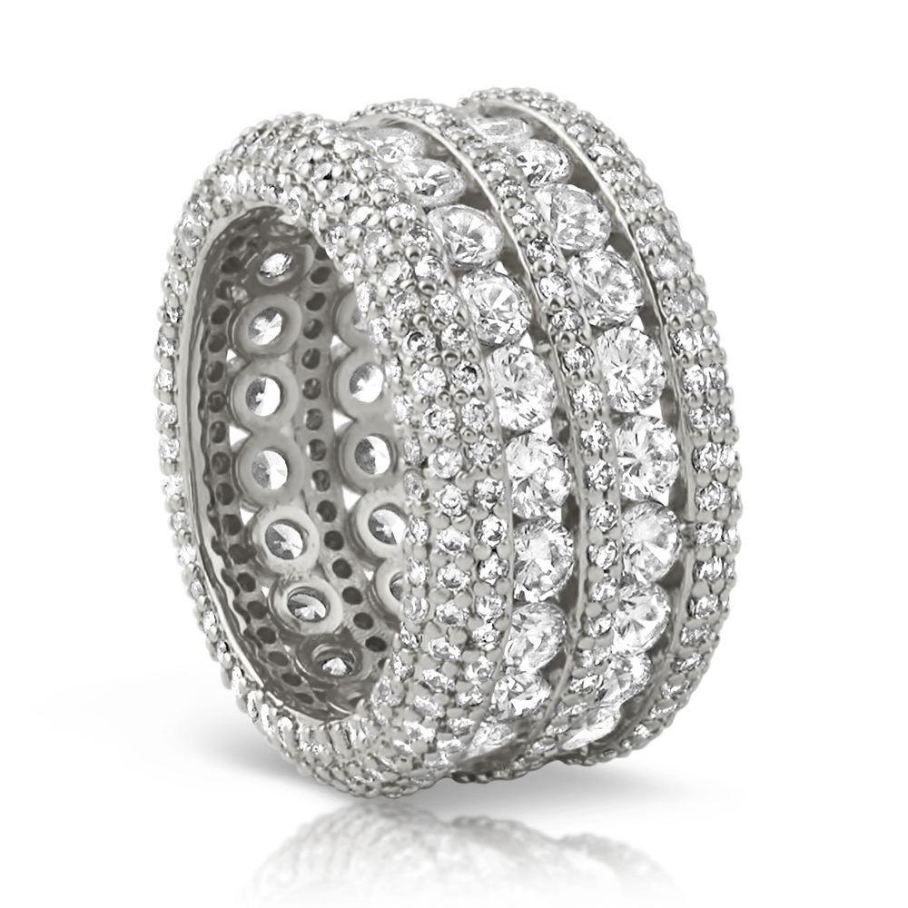 .925 Silver Ultimate Boss Bling Bling CZ Eternity Mens Ring in Rhodium 7 HipHopBling