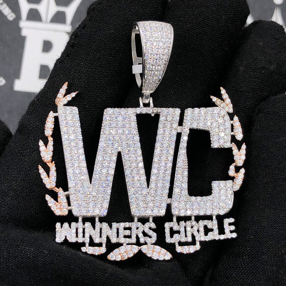 .925 Silver Winners Circle VVS CZ Iced Out Pendant White Gold HipHopBling