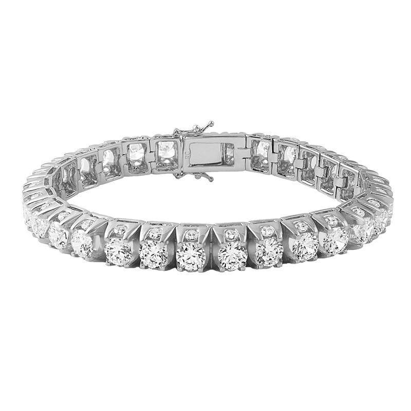 .925 Sterling Silver 3D Thick Tennis Bracelet HipHopBling