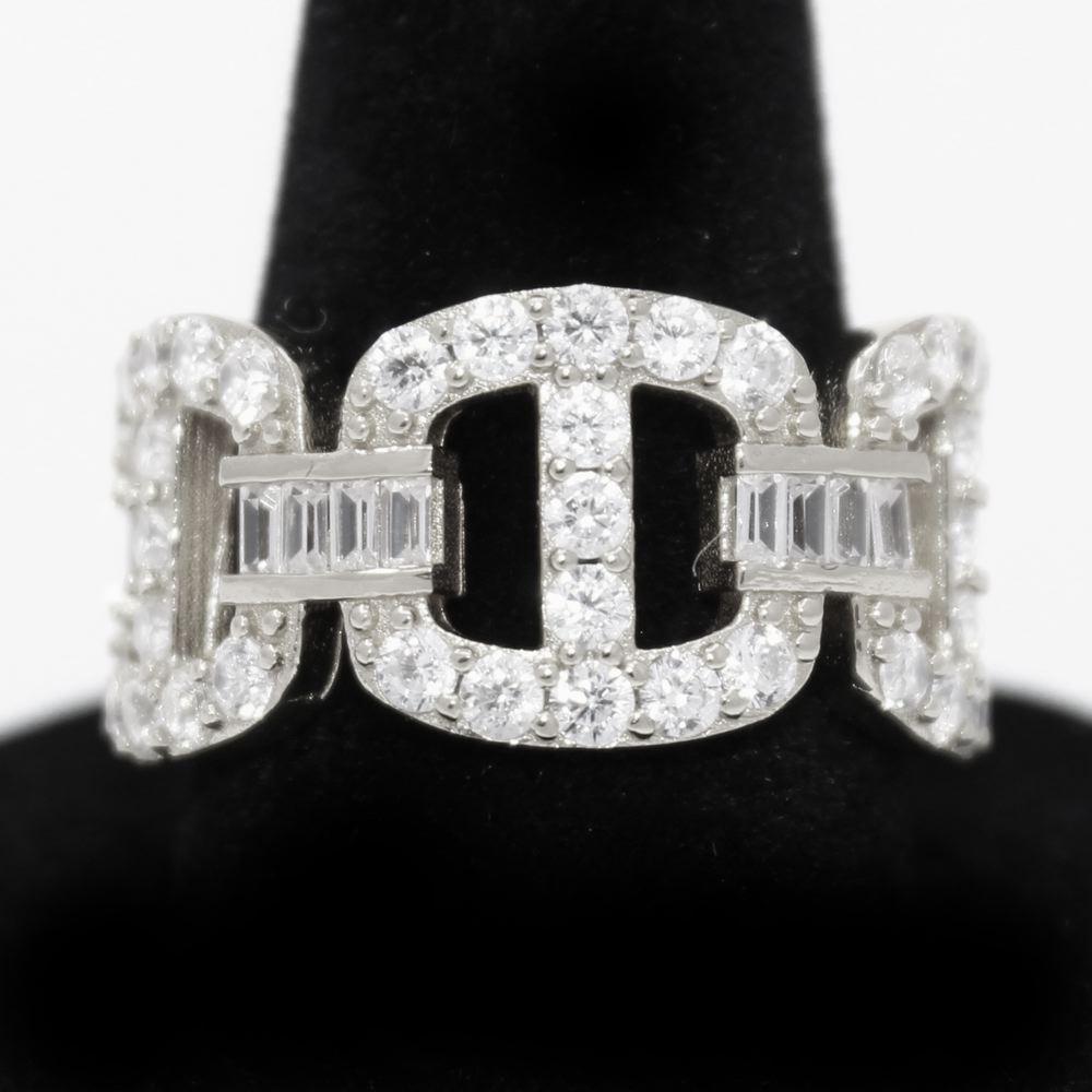 .925 Sterling Silver Baguette Mariner CZ Hip Hop Bling Ring White Gold 7 HipHopBling